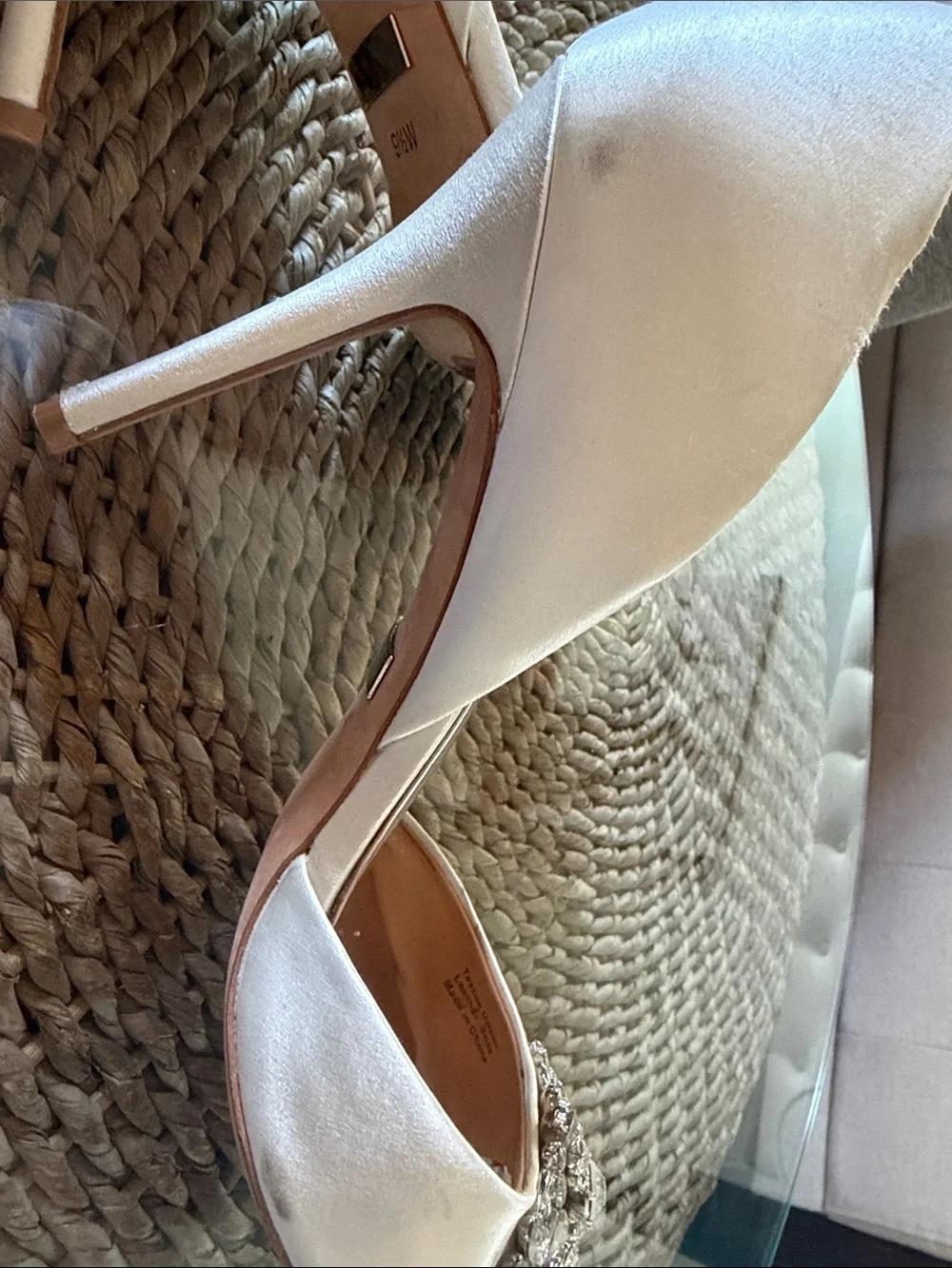Badgley Mischka ivory satin